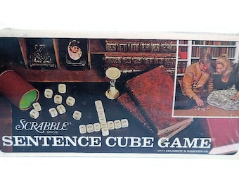 Vintage Scrabble Sentence Cube Game, sealed in box, 1971 - wood word tiles, word game, fun, family,game night, crafts,craft supply, supplies