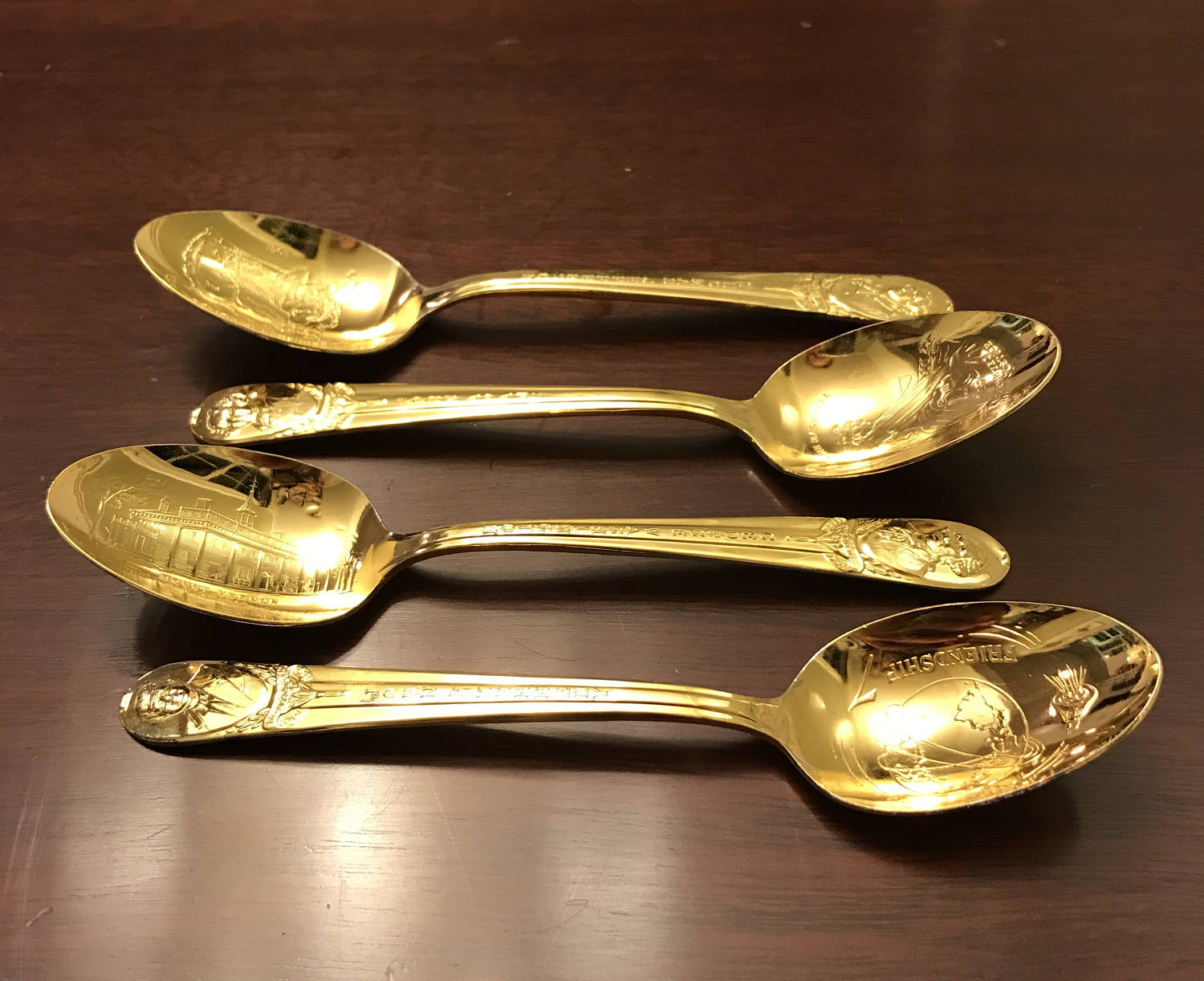 Vintage President Spoons, Rogers Gold tone Collectible Spoons, Souvenir