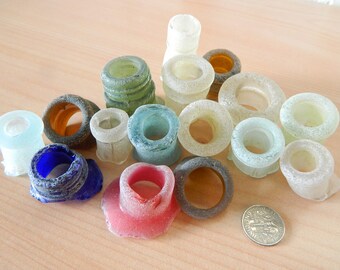 Genuine beach found sea glass bottle necks for crafts