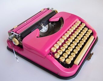 Vintage Typewriter in Pink, girls room decor, Princess 200, Maritsa, wedding gift portable Typewriter / Mid Century typewriter Home Decor