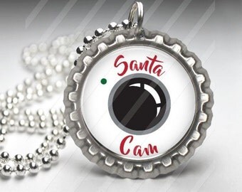 Santa Cam Necklace, Santa Cam Bottle Cap necklace, Santa Camera, Elf watch, Elf surveillance