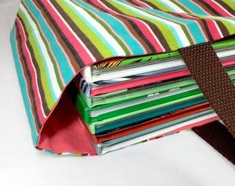 Stripe Tote Bag Library Tote Large Tote Bag Birthday Beach Tote Christmas Gifts for Her Kids Library Bag Stripe Bag Shop for a Cause