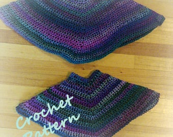 PDF DOWNLOAD - Beginner's Poncho, Crochet Poncho Pattern, Kids Poncho Pattern, Poncho for Children, Kid's Chunky Poncho, PT02FI