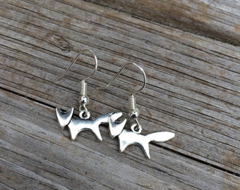 Fox Earrings, Charm Earrings, Woodland Earrings, Foxes Earrings, Gifts for her