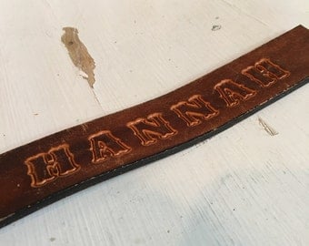 The "Hannah" tooled Wide Brown Leather Cuff