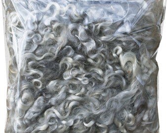 KID MOHAIR LOCKS Curly Wool Fiber for Kid Crafts, Spinning, Felting, Knitting, Doll Hair, Felted Fairies, Waldorf Dolls, Wigs, Silver