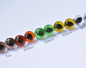 9mm ( 11/32 inches) Transparent Amigurumi Animals Eyes/ Cat Eyes/ Safety Eyes / Come With Washers- 10pcs A Pack/ Pick Color