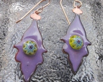 Earrings Enameled Purple