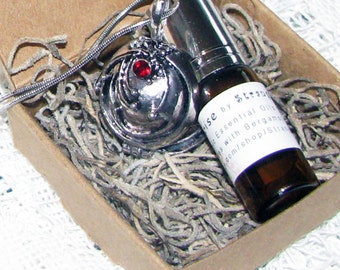 SUNRISE WITH VAMPIRES Inspired by the Vampire Diaries A Perfume and Locket Gift Set of Bergamot and Coriander