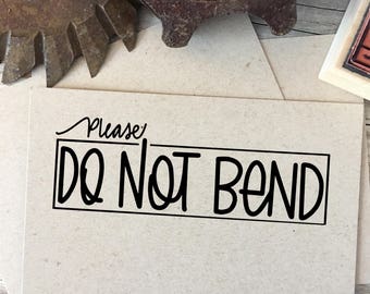 DO NOT BEND, Custom Rubber Stamp Design, Return Address, Rubber Stamp, Modern Calligraphy Wood Stamp, Hand Lettered Stamp