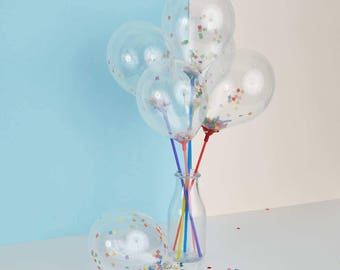 Personalised Confetti Balloon Wands - Set of 8