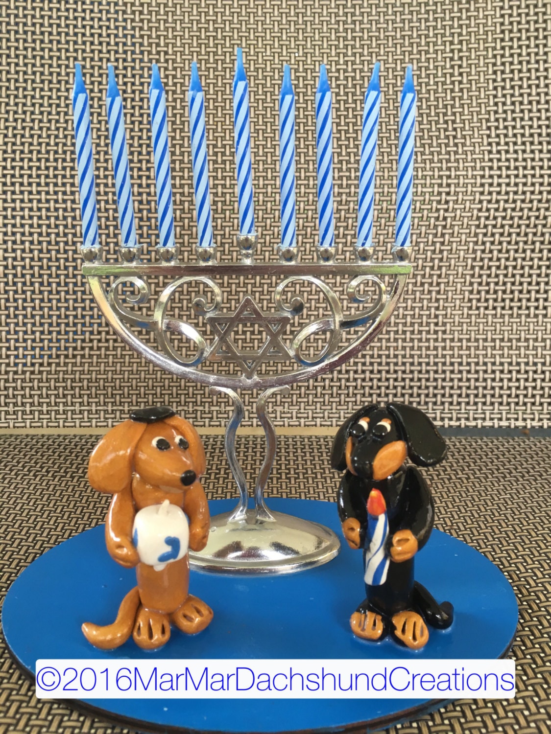 Happy Hanukkah Doxie Dachshund figurine