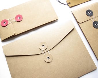 String & Button Kraft Envelopes 。Brown Kraft Envelope 。 Kraft Paper Pocket 。 Portfolio Folder 。 String and Tie Pocket Folder