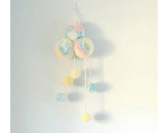 Pom Pom Wall Hanging pom pom mobile | etsy Pom Pom Wall Hanging pom pom mobile | etsy