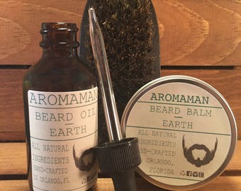 Aromaman Beard Care All-Natural Hand Crafted Beard Oils, Balms and Beard Brush. Choose your scent and size!