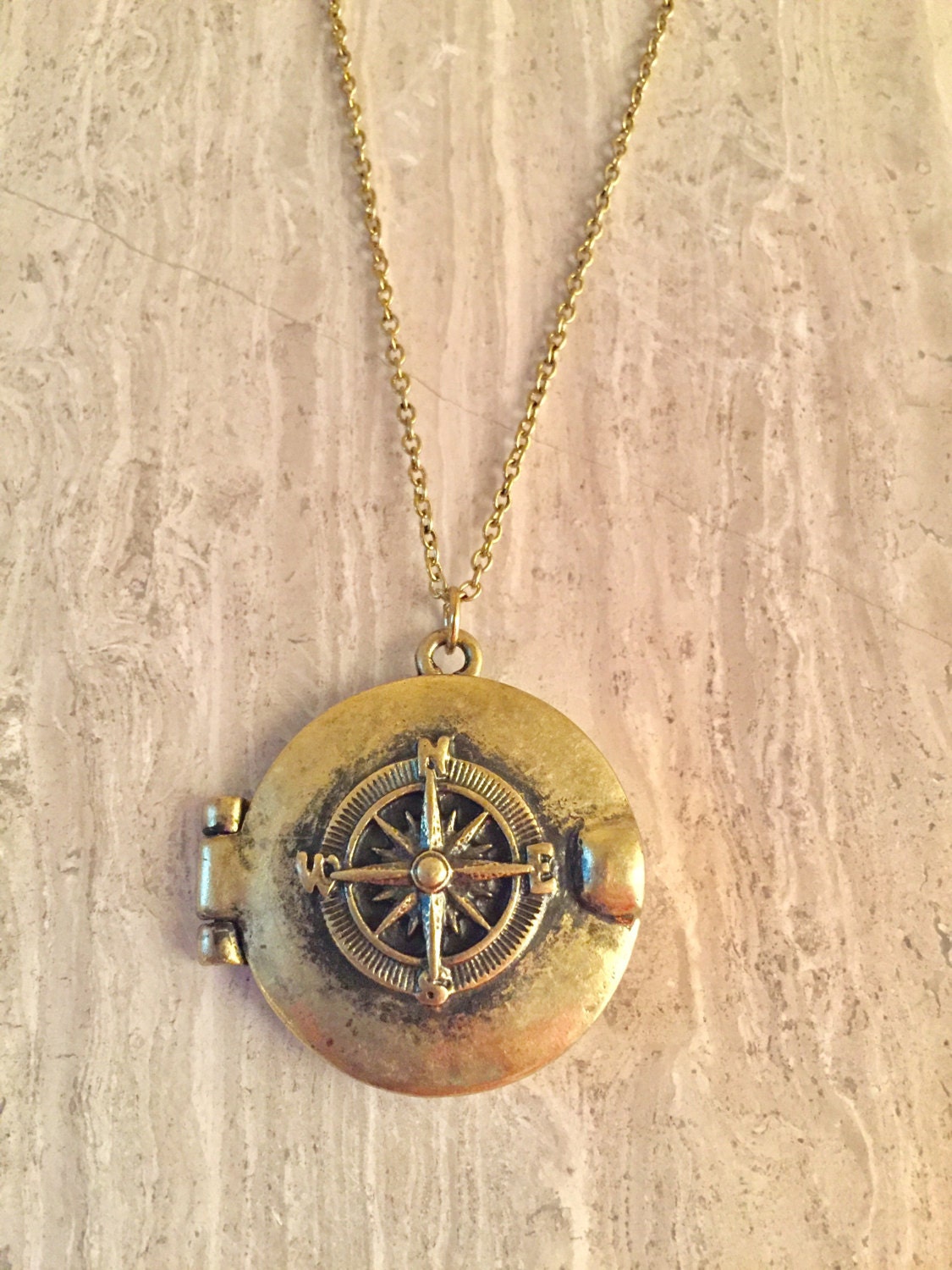 Compass Necklace Antique Bronze Nautical Vintage Necklace By Cetro