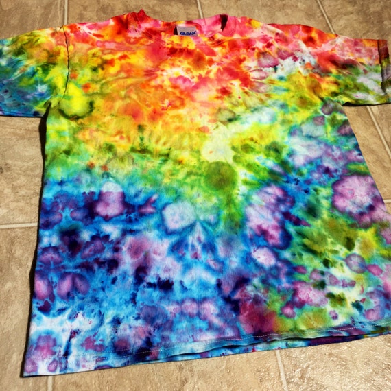 Rainbow Splatter Ice Dye T-Shirt Custom Made to Order Tie