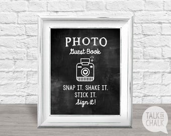 Photo Guest Book Sign - Printable Chalkboard Style Sign, Guest Book sign for Wedding, Baby Shower, Sweet Sixteen or Bridal Party