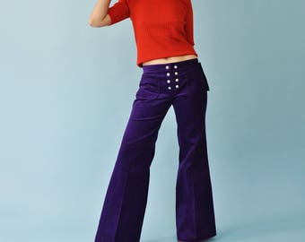 purple bell bottom pants