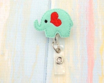 Elephant badge holder - Elephant Retractable Badge Holder - Cross ID Holder - Retractable Badge Clip - Nursing badge holder - ID holder