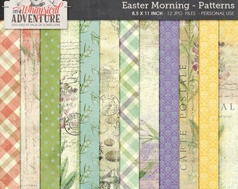 Easter printable letter size digital scrapbooking papers 8,5x11 inch, digital download, vintage ephemera, easter bunny, patterns, spring
