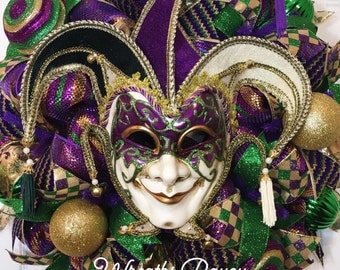 mardi gras jester wreath