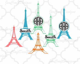 Paris Eiffel Tower Monogram Frames Svg Cuttable Design SVG, DXF, EPS use Silhouette Studio & Cricut, Vector Art, Vinyl Digital Cutting Cut