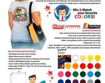 Siser EasyWeed HTV 15" x 12" Sheets, Heat Transfer Vinyl (15" x 12" x 1 Sheet)