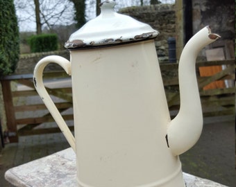 French Vintage Enamel Coffee Pot