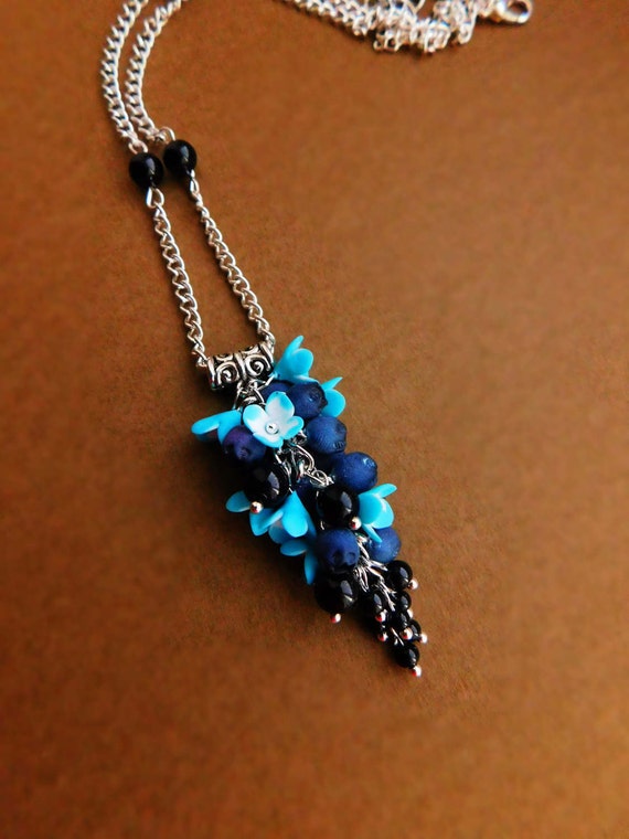 Blueberry necklace Womens gift Berry jewelry Fruit necklace