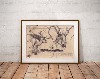 Medium - Wolpertinger - German Folklore Art Print