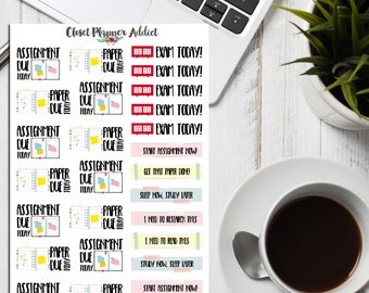 Assignments Planner Stickers | College Stickers | Uni Stickers | School Sticker | Study Stickers | Exam Stickers | Homework Stickers (S-193)