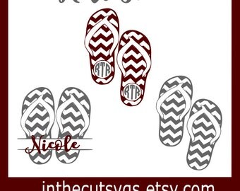 Monogram flip flops svg, Univ of Alabama inspired svg, Roll Tide svg, Crimson tide svg, mockup svgs, dxf file, silhouette file, cricut file