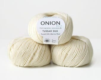 Merino wool and silk yarn Onion Tussah Silk, merino wool yarn, silk yarn, knitting yarn, knitting thread