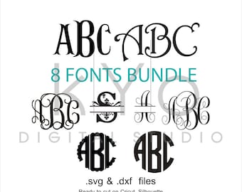Fonts Bundle svg cut files, Digital Font svg, Monogram Font letters svg, cricut design space, silhouette, svg files, digital font