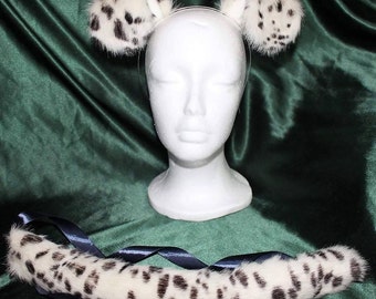 Puppy Tail and Ears Set, Dalmation faux fur Set, Silky Smooth, Cosplay, Anime, Furry, Costume