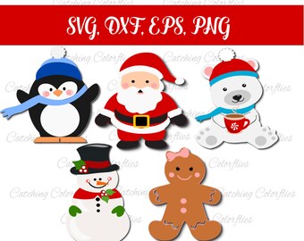 Christmas characters SVG cut files, Christmas Holiday SVGs, Winter Cut Files, Snowman SVG, Santa Clause SVG