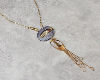 Boho necklace, bohemian necklace, long necklace, pendant necklace, tassel necklace, tribal necklace, gypsy jewelry, ethnic gold necklace