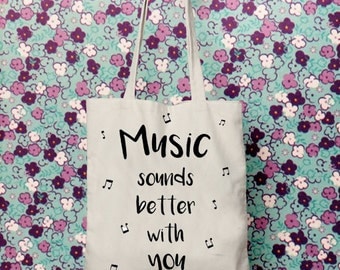 Gifts for musicians, Tote canvas bag, Music art, Cotton fabric, Music gifts, Music lovers, Reusable Bag, printed tote bag, beach bags, totes