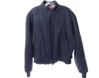 Vintage Wool Bomber Jacket Mens Large