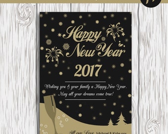 New Years Card Template, Happy New Year Card Template, Photoshop Editable Card,New Year Digital Card, Photography Template, Digital Template