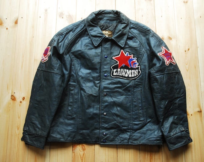 Vintage 1980's All Leather Varsity Letterman College Sports Jacket by Wolff of Canada 52