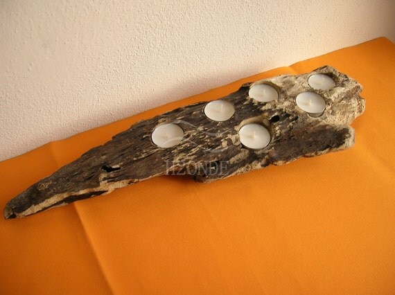 Sostenedor de vela de madera en centros de decoración de por h2onde