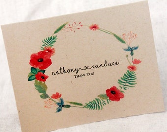 Boho Thank You Card Set Of 5 Rustic Cards Boho Thank You Card Set Of 5 Rustic Cards