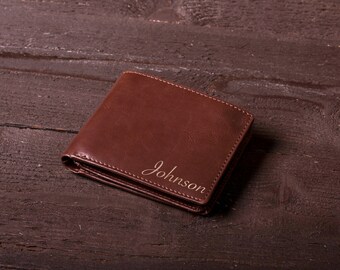 Personalized Men's Wallet, Custom Engraved Leather Wallet - Groomsmen gift, Engraved Leather Wallet, Unique Mens Gift, Monogram, Name #4107