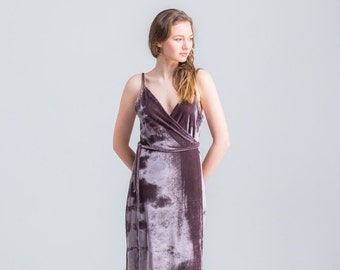 Slip Velvet Dress/ FREE Shipping/ CUSTOM MADE/ Sexy Dress/ V neck Dress/ Velvet Wrap Dress/ Evening Dress/ Elegant Dress/ Lingerie Dress