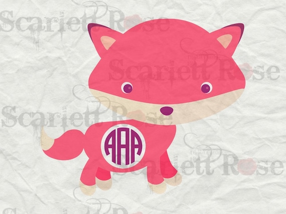 Download Pink Baby Fox Monogram SVG cutting file clipart in svg jpeg