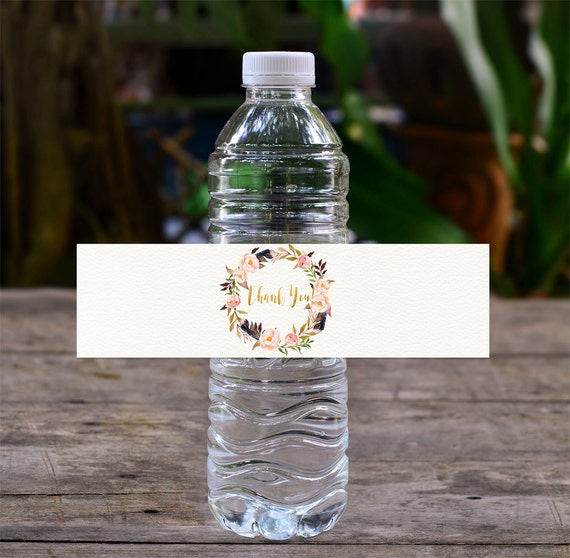 Boho Water Bottle Labels Baby shower water labels Drink