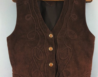 VINTAGE RARE genuine suede brown waistcoat 42" chest festival