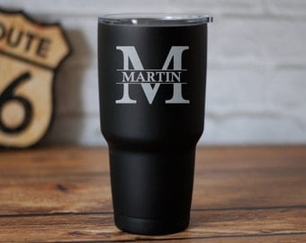 Personalized 30oz Travel Tumbler, Engraved Travel Mug, Personalized Yeti Monogram, RTIC, Custom Rambler, Initial Mug,Insulated Tumbler